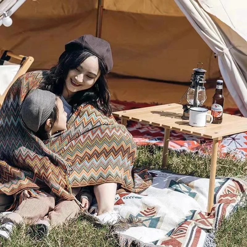 Boho Geometry Blanket: Versatile Décor Accent -