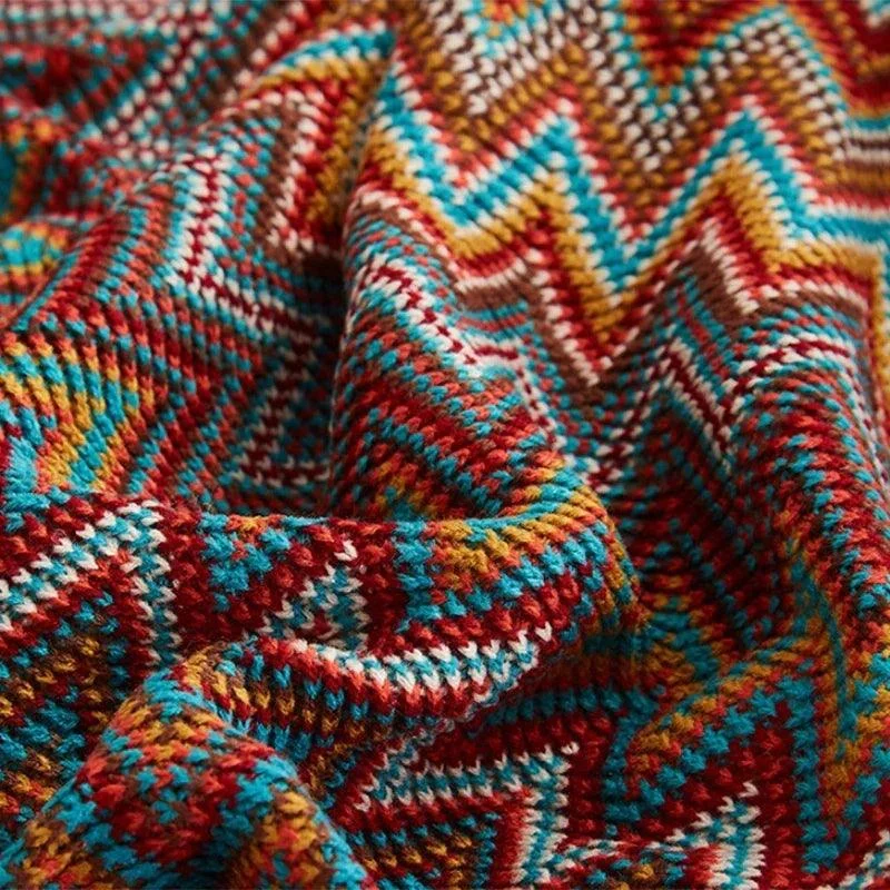 Boho Geometry Blanket: Versatile Décor Accent -