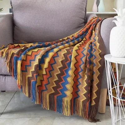 Boho Geometry Blanket: Versatile Décor Accent -