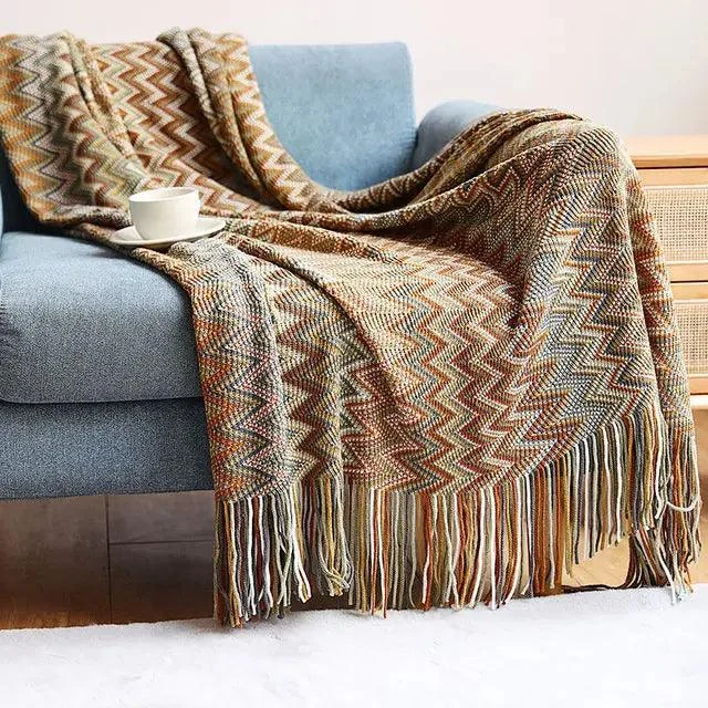 Boho Geometry Blanket: Versatile Décor Accent -