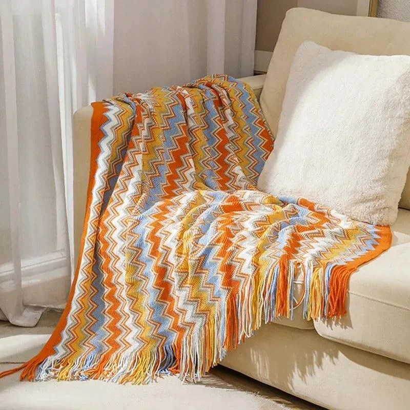 Boho Geometry Blanket: Versatile Décor Accent -