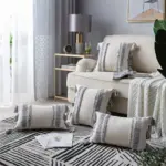 Boho Grey Tassel Pillow Cover tag1