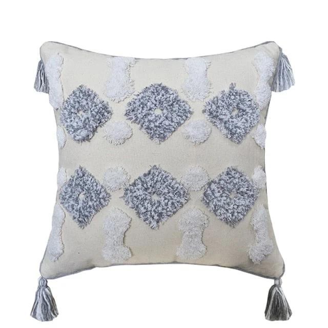 Boho Grey Tassel Pillow Cover -  - #tag1#