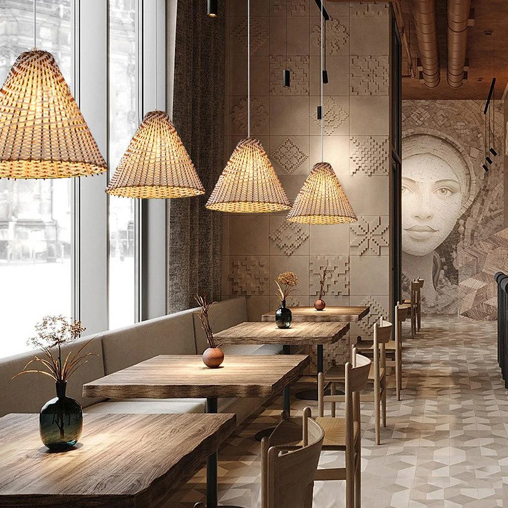 Boho Handmade Woven Wicker Pendant Light -  - #tag1#