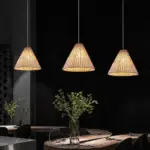 Boho Handmade Woven Wicker Pendant Light tag1