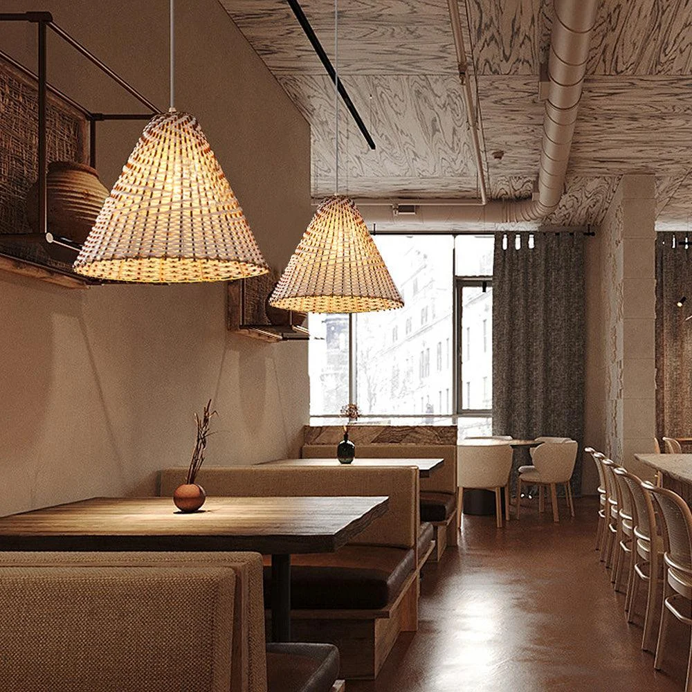 Boho Handmade Woven Wicker Pendant Light -  - #tag1#