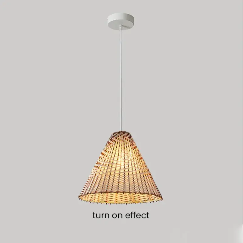 Boho Handmade Woven Wicker Pendant Light tag1