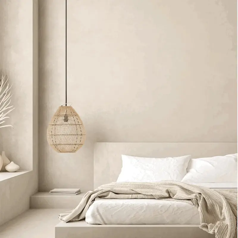 Boho High Quality Handwoven Wicker Hanging Lamp tag1