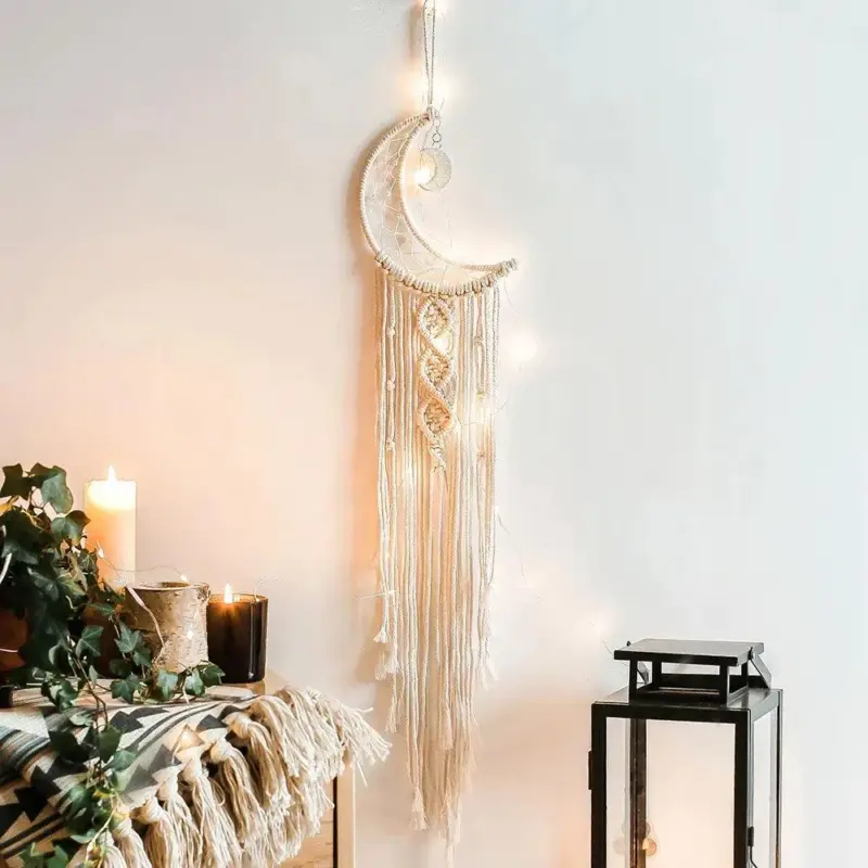 Boho Moon Dreamcatcher Macrame Wall Hanging