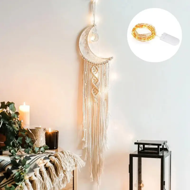 Boho Moon Dreamcatcher Macrame Wall Hanging