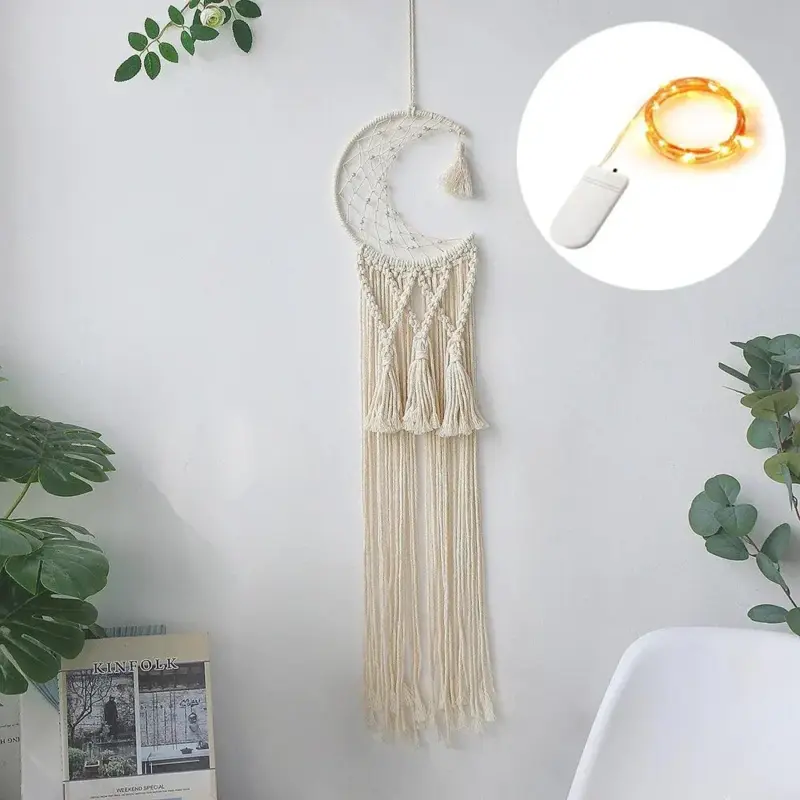 Boho Moon Dreamcatcher Macrame Wall Hanging