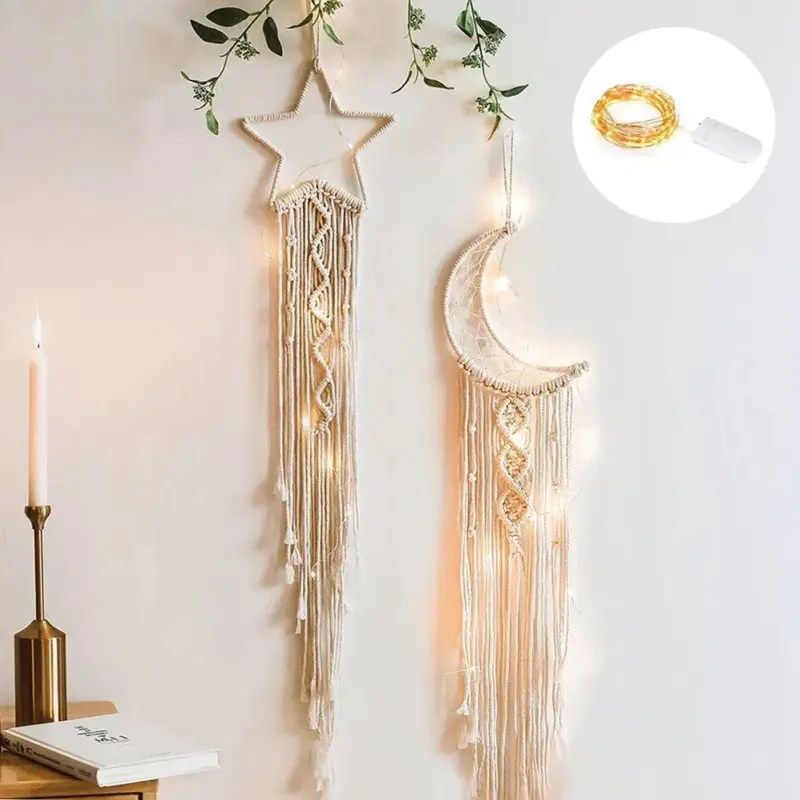 Boho Moon Dreamcatcher Macrame Wall Hanging