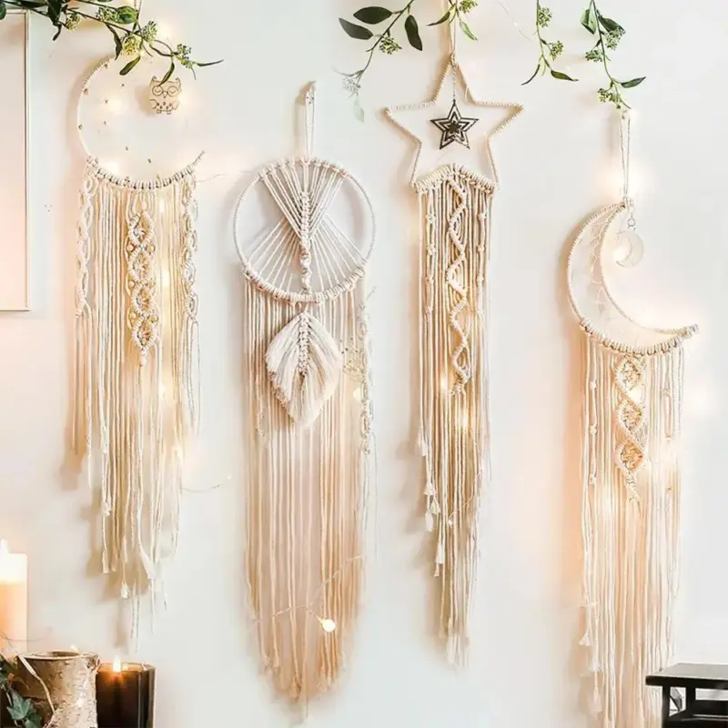 Boho Moon Dreamcatcher Macrame Wall Hanging