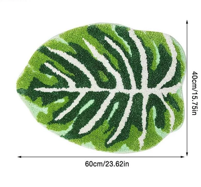 Boho Non Slip Soft Tropical Leaf Bath Mat -