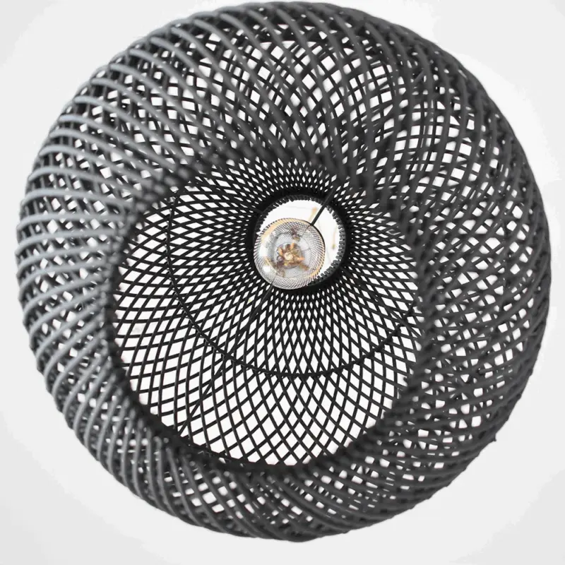 Boho Rattan Handwoven Black Pendant Lamp tag1