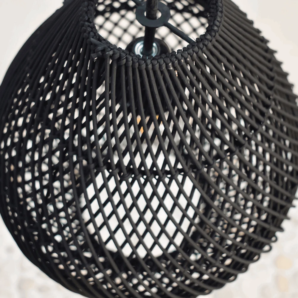 Boho Rattan Handwoven Black Pendant Lamp -  - #tag1#