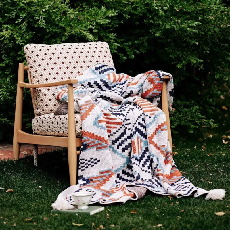 Boho Style Geometric Design Blanket tag1