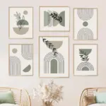 Boho Style Green Leaves Wall Art Canvas Print tag1