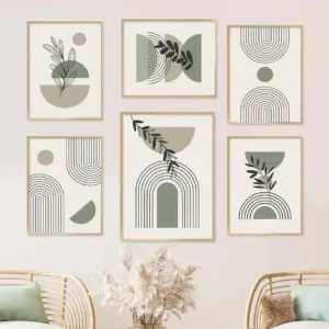 Boho Style 'Green Leaves' Wall Art Canvas Print