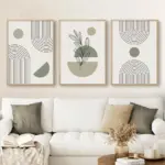 Boho Style Green Leaves Wall Art Canvas Print tag1