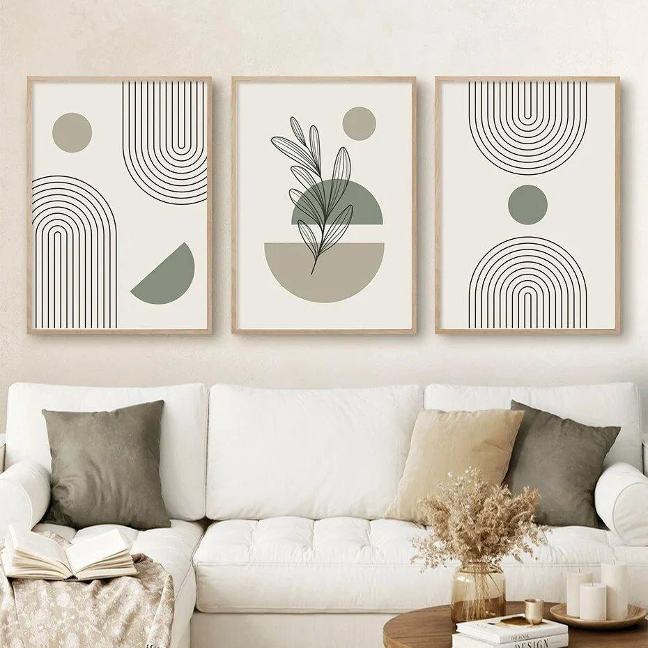 Boho Style 'Green Leaves' Wall Art Canvas Print -  - #tag1#