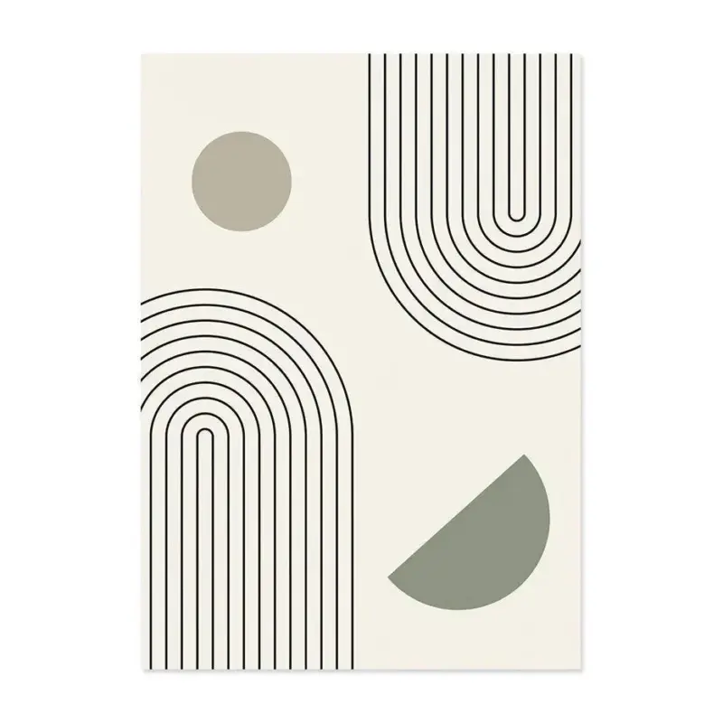 Boho Style Green Leaves Wall Art Canvas Print tag1