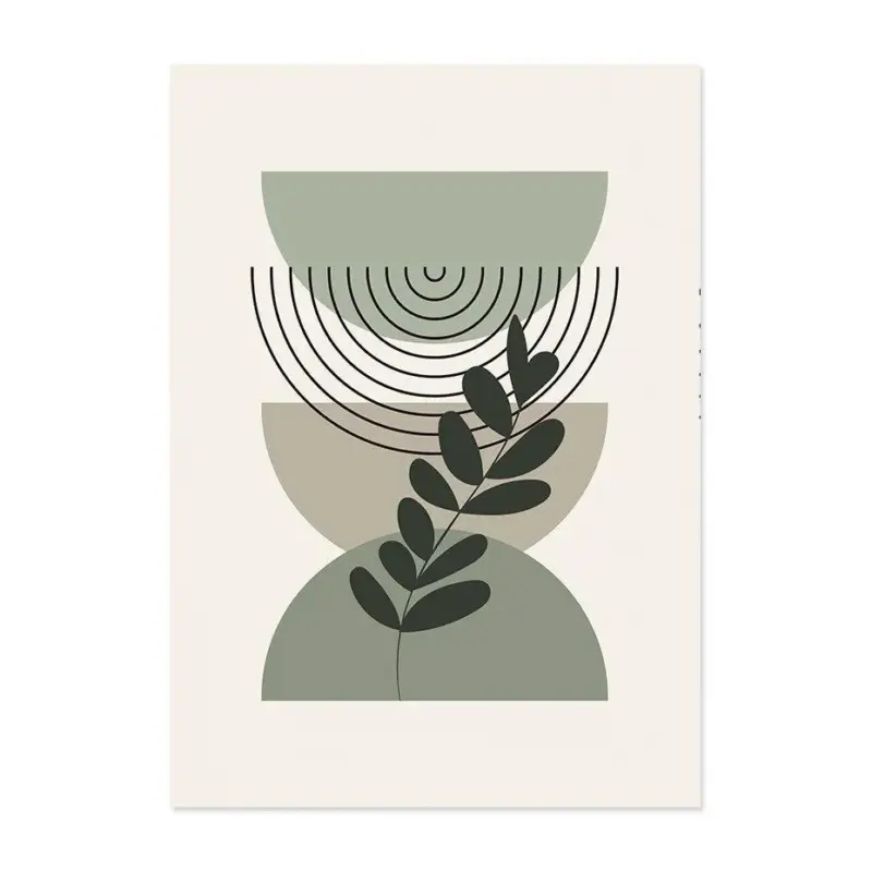 Boho Style Green Leaves Wall Art Canvas Print tag1