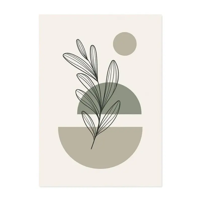 Boho Style Green Leaves Wall Art Canvas Print tag1