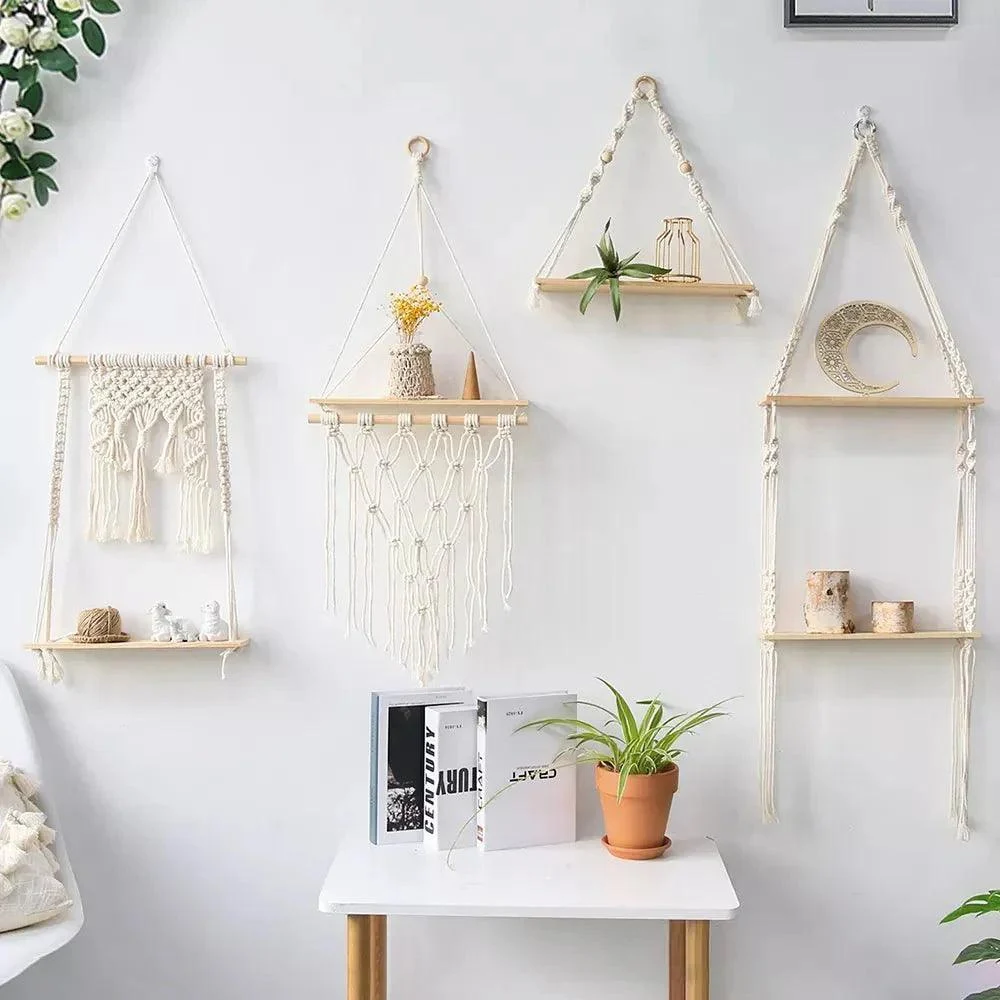 Boho Style Macrame Wall Hanging Shelf -  - #tag1#