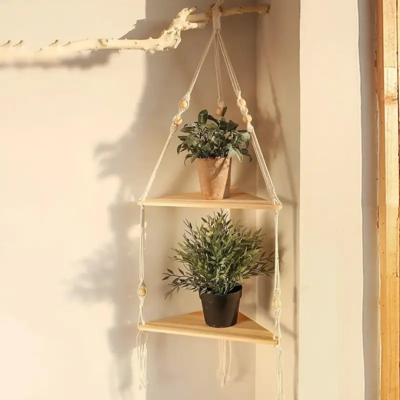 Boho Style Macrame Wall Hanging Shelf tag1