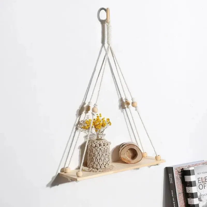 Boho Style Macrame Wall Hanging Shelf tag1