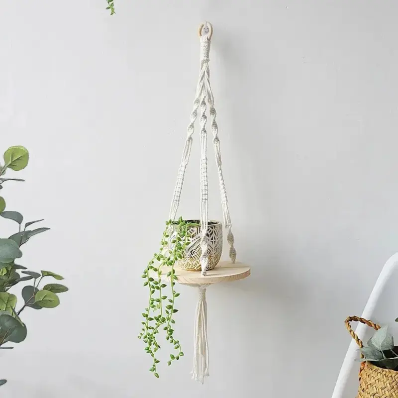 Boho Style Macrame Wall Hanging Shelf tag1