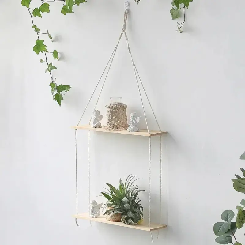 Boho Style Macrame Wall Hanging Shelf tag1