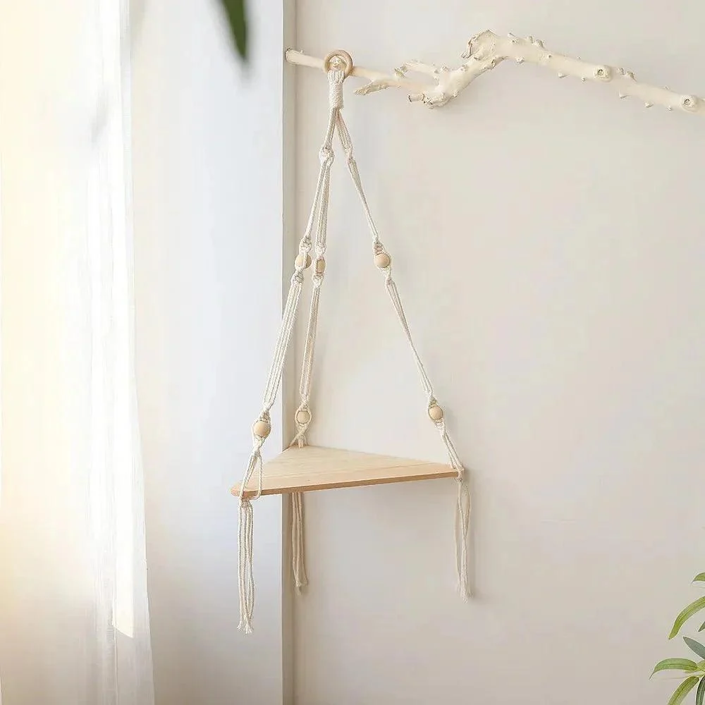 Boho Style Macrame Wall Hanging Shelf -  - #tag1#