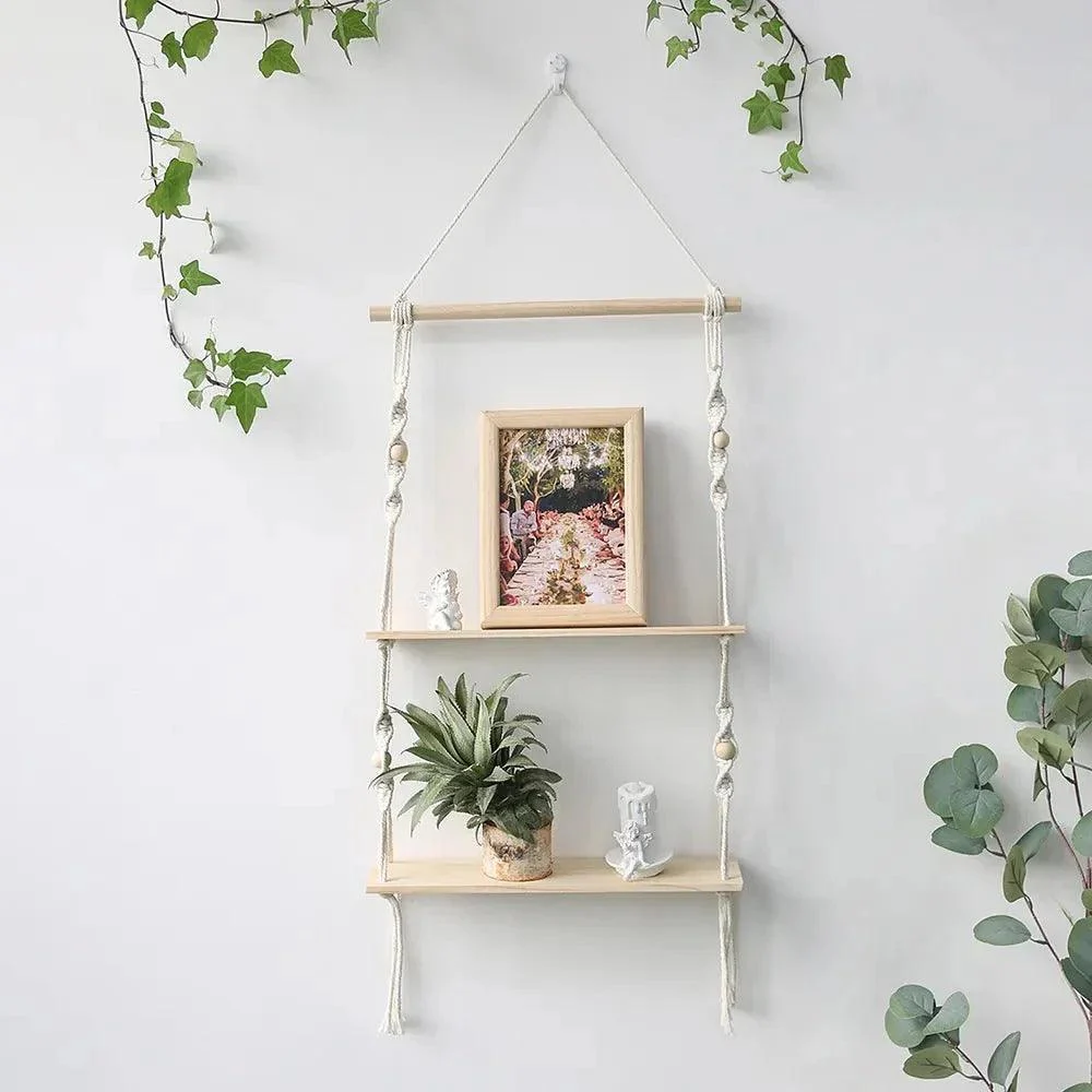 Boho Style Macrame Wall Hanging Shelf -  - #tag1#