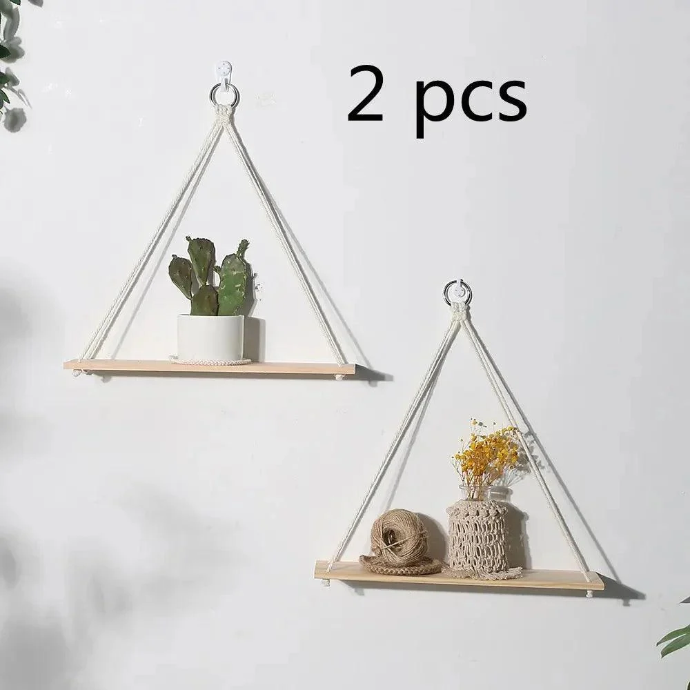 Boho Style Macrame Wall Hanging Shelf -  - #tag1#