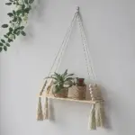 Boho Style Macrame Wall Hanging Shelf tag1