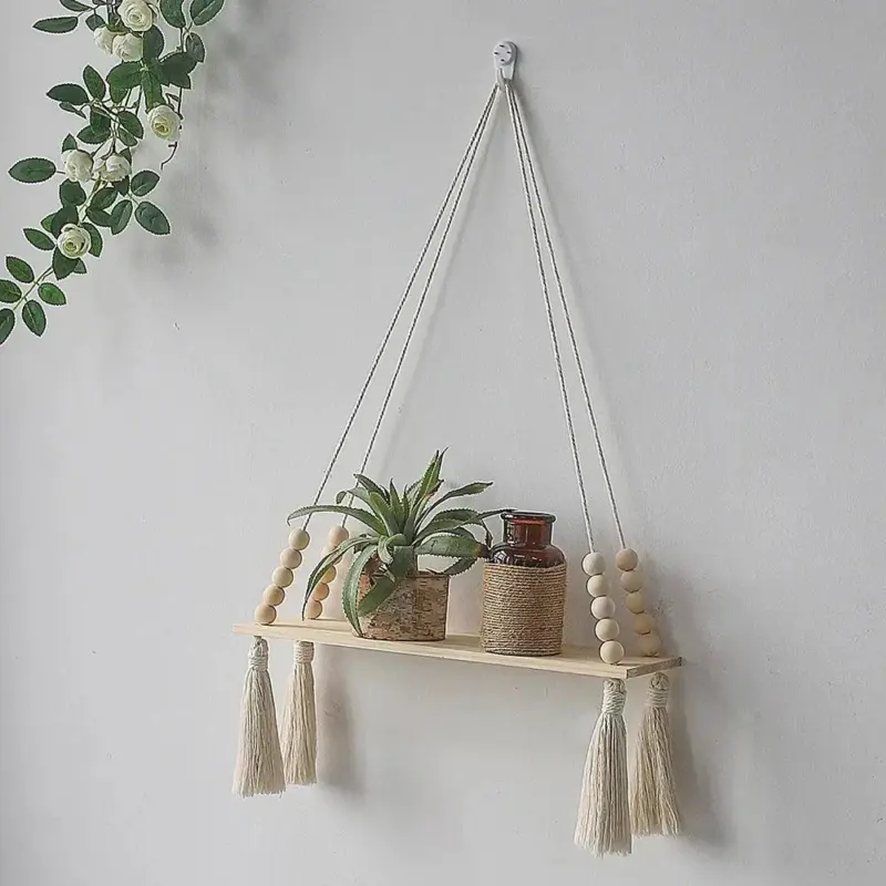 Boho Style Macrame Wall Hanging Shelf tag1