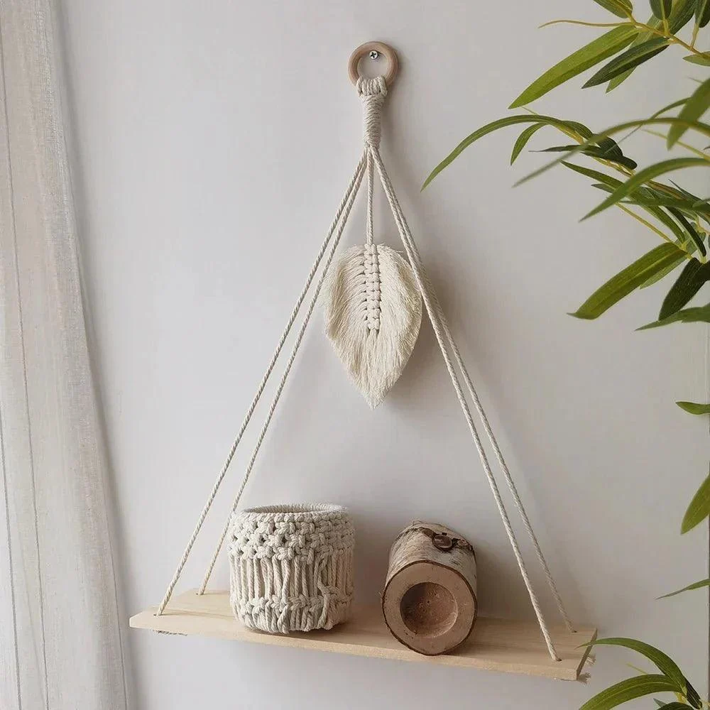 Boho Style Macrame Wall Hanging Shelf -  - #tag1#