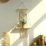 Boho Style Macrame Wall Hanging Shelf tag1