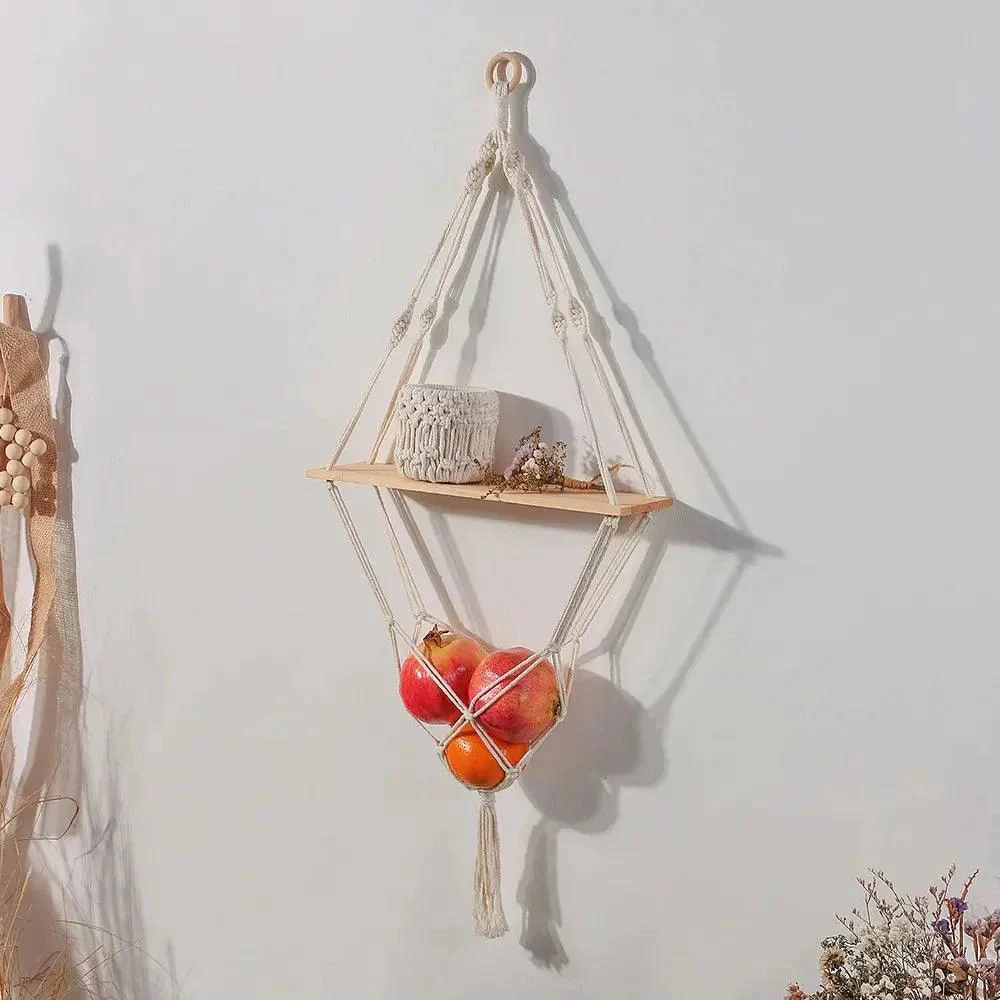 Boho Style Macrame Wall Hanging Shelf -  - #tag1#