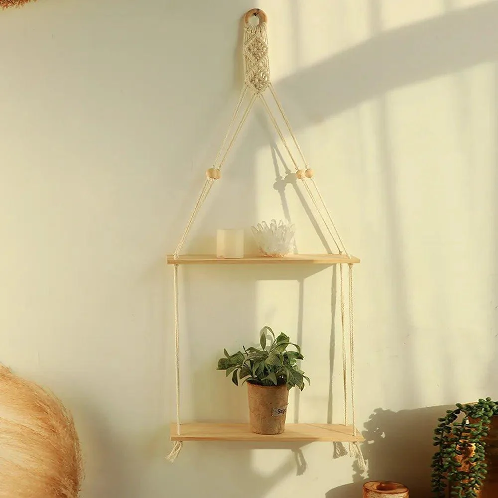 Boho Style Macrame Wall Hanging Shelf -  - #tag1#