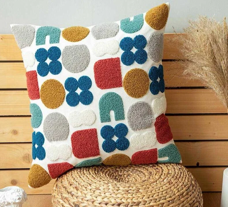 Boho Tufted Abstract Pillow Cover -