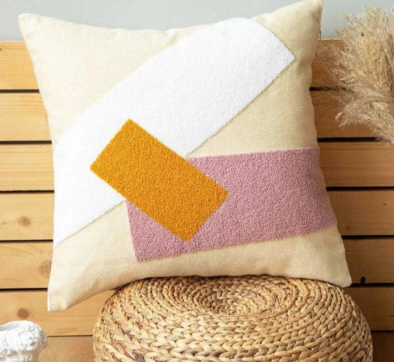 Boho Tufted Abstract Pillow Cover -