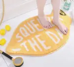 Boho Washable Non Slip Lemon Peach Bath Mat