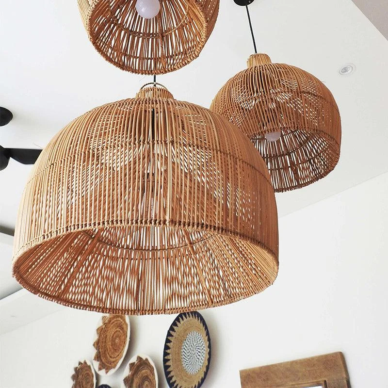 Boho Wicker Lampshades Handwoven Kitchen Island Pendant Light -  - #tag1#