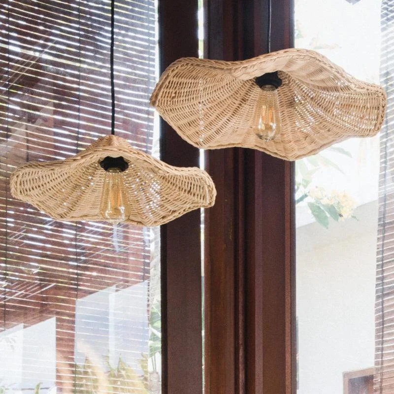 Boho Wicker Rattan Farmouse Pendant Light -  - #tag1#