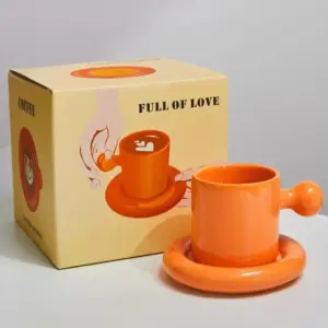Bold Ceramic Coffee Mug & Saucer Set