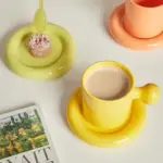 Bold Ceramic Coffee Mug Saucer Set tag1