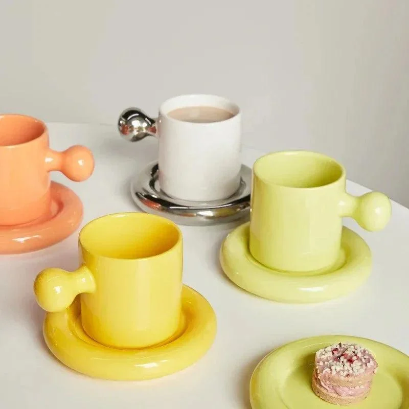 Bold Ceramic Coffee Mug & Saucer Set -  - #tag1#